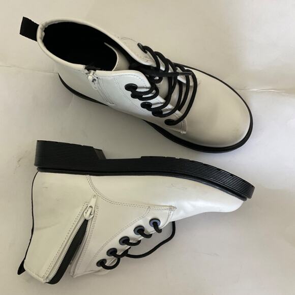 New White black Steve Madden combat boots platform chunky Y2K zip lug sole sz 5 - Picture 6 of 16